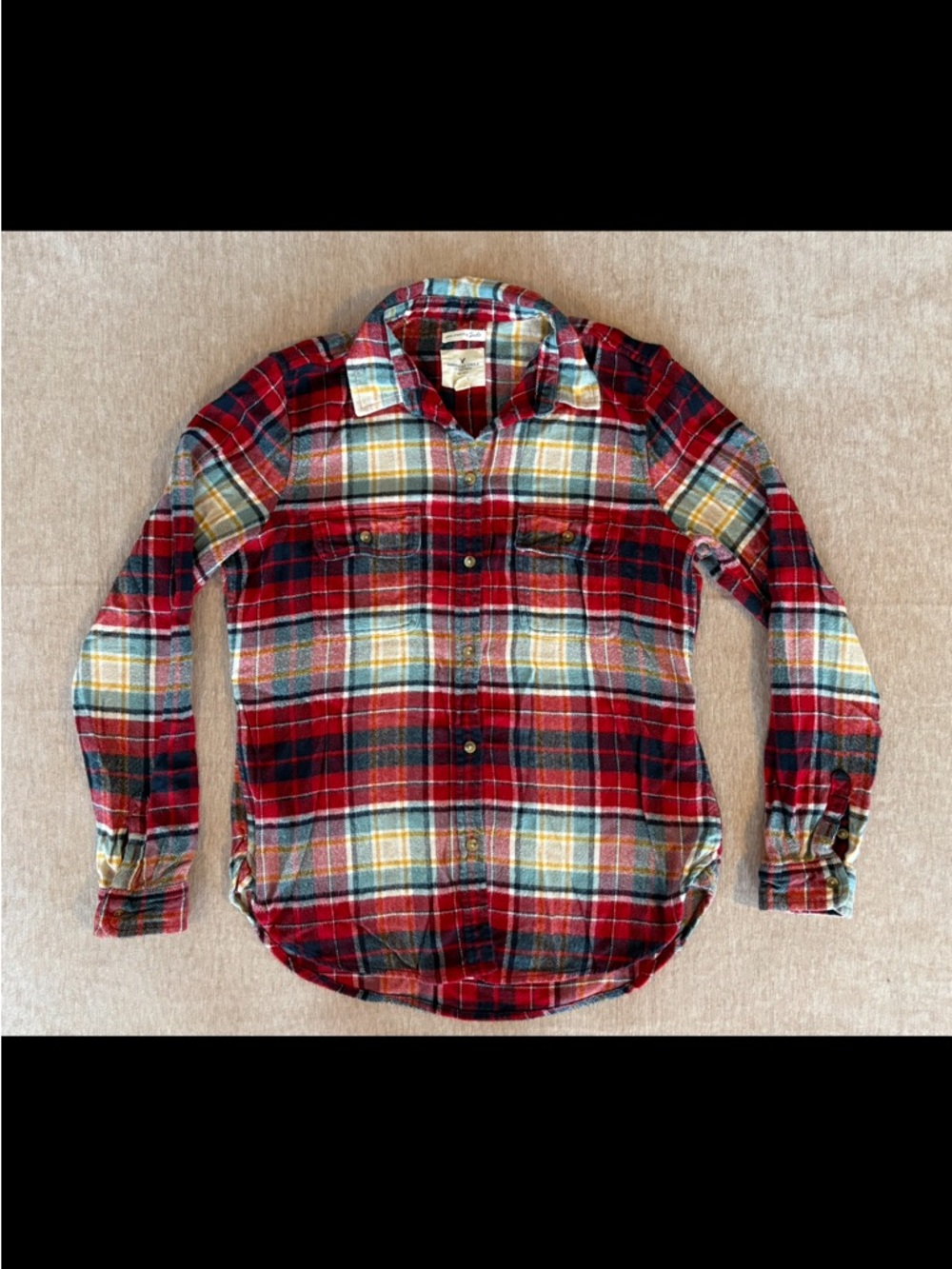 American Eagle Outfitters Women’s Red & Blue Plaid Button-Down Flannel Shirt M